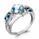 Серебряное кольцо AQUAMARINE с топазом, фианитом, миксом камней и Лондон топазом