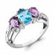 Серебряное кольцо AQUAMARINE с топазом, фианитом, аметистом и миксом камней