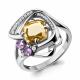Серебряное кольцо AQUAMARINE с фианитом, аметистом, кварцем и миксом камней