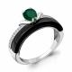 Серебряное кольцо AQUAMARINE с фианитом, агатом и керамикой