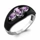Серебряное кольцо AQUAMARINE с аметистом и керамикой