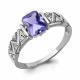 Серебряное кольцо AQUAMARINE с фианитом и танзанитом