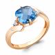 Кольцо из золочёного серебра AQUAMARINE с топазом и фианитом