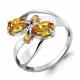 Серебряное кольцо AQUAMARINE с фианитом и цитрином