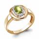 Кольцо из золочёного серебра AQUAMARINE с фианитом и хризолитом