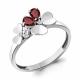 Серебряное кольцо AQUAMARINE с фианитом и гранатом