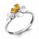 Серебряное кольцо AQUAMARINE с фианитом и цитрином