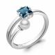 Серебряное кольцо AQUAMARINE с жемчугом и Лондон топазом