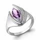 Серебряное кольцо AQUAMARINE с фианитом и аметистом