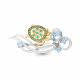 Брошь из лимонного серебра AQUAMARINE с гидротермальным изумрудом и шпинелью