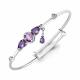 Серебряный браслет AQUAMARINE с фианитом и аметистом