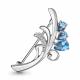 Серебряная брошь AQUAMARINE с топазом и фианитом