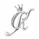 Серебряная брошь-буква К AQUAMARINE с фианитом