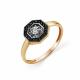 Золотое кольцо GRIGORIEV с бриллиантом и чёрным бриллиантом