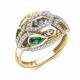 Кольцо из лимонного золота GRIGORIEV с бриллиантом и изумрудом