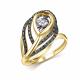 Кольцо из лимонного золота GRIGORIEV с бриллиантом и чёрным бриллиантом