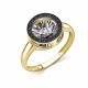 Кольцо из лимонного золота GRIGORIEV с бриллиантом и чёрным бриллиантом