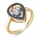 Кольцо из лимонного золота GRIGORIEV с бриллиантом и чёрным бриллиантом