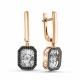 Золотые серьги GRIGORIEV с бриллиантом и чёрным бриллиантом