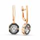 Золотые серьги GRIGORIEV с бриллиантом и чёрным бриллиантом