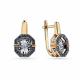 Золотые серьги GRIGORIEV с бриллиантом и чёрным бриллиантом