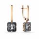 Золотые серьги GRIGORIEV с бриллиантом и чёрным бриллиантом