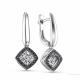 Серьги из белого золота GRIGORIEV с бриллиантом и чёрным бриллиантом