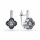 Серьги из белого золота GRIGORIEV с бриллиантом и чёрным бриллиантом