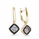 Серьги из лимонного золота GRIGORIEV с бриллиантом и чёрным бриллиантом