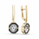 Серьги из лимонного золота GRIGORIEV с бриллиантом и чёрным бриллиантом