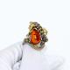 Кольцо из лимонного серебра Янтарная волна с фианитом и янтарём