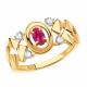 Золотое кольцо Александра с фианитом и рубиновым корундом