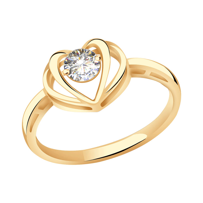 Золотое кольцо ТД Эстет с танцующим бриллиантом