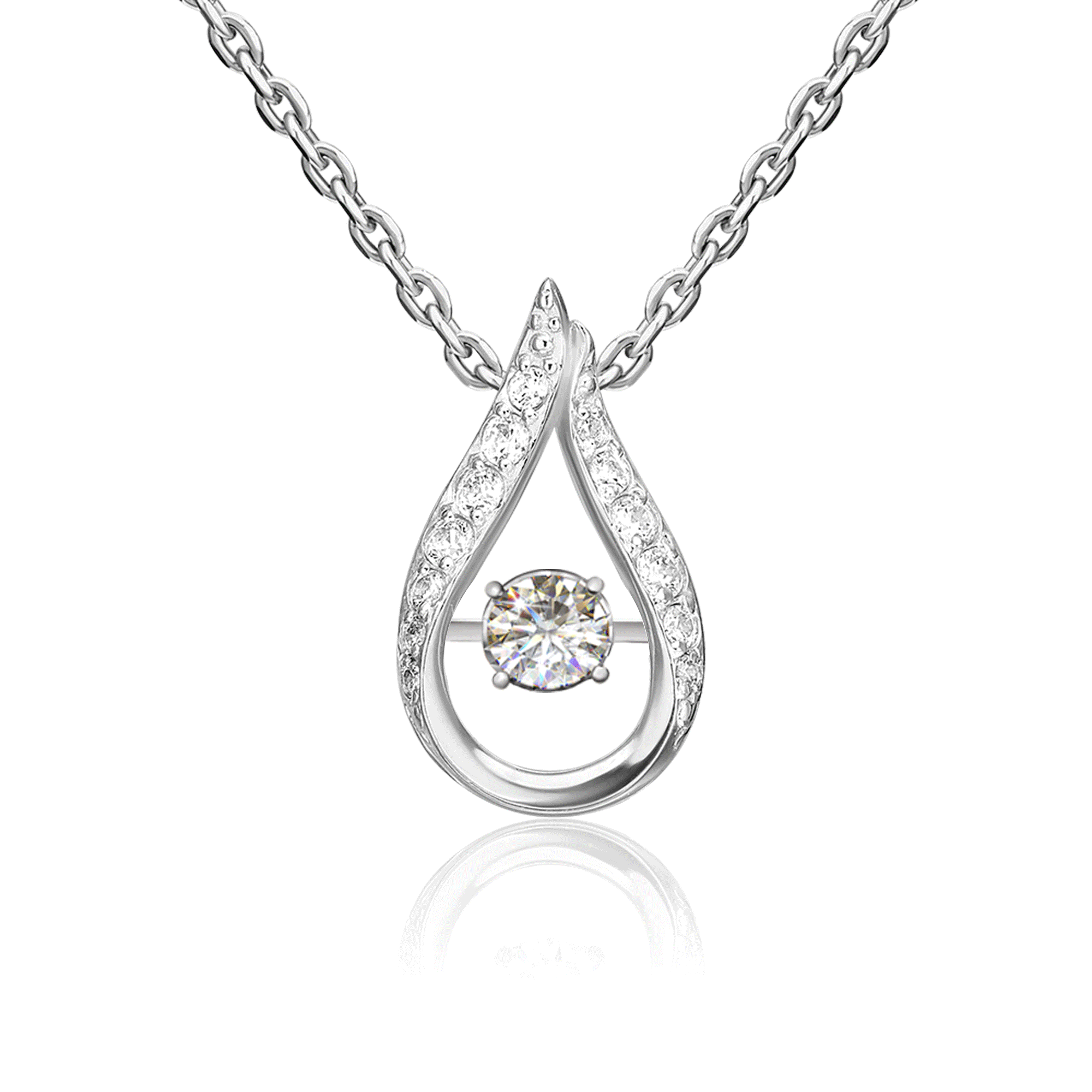Подвеска из белого золота Platina с танцующим фианитом 03-2333-00-501-1120-38 фото