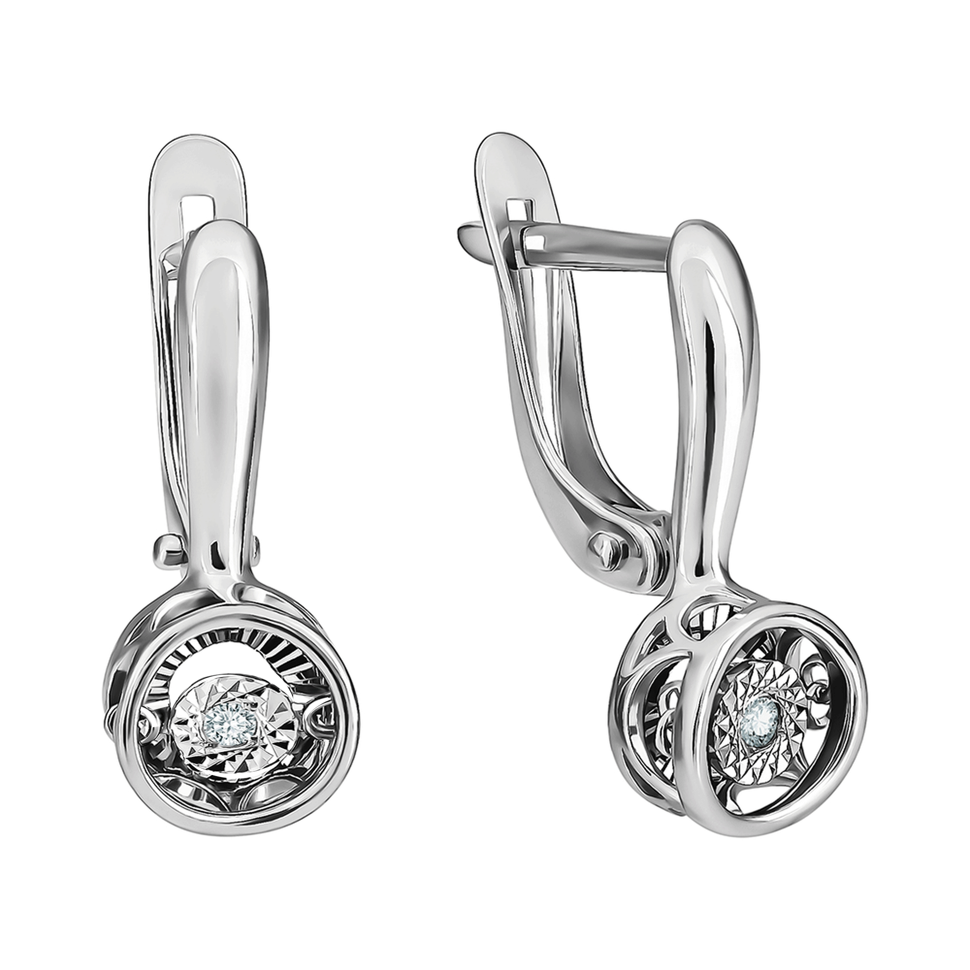 Серьги из белого золота TALANT с танцующим фианитом 10-13-0001-11689 фото