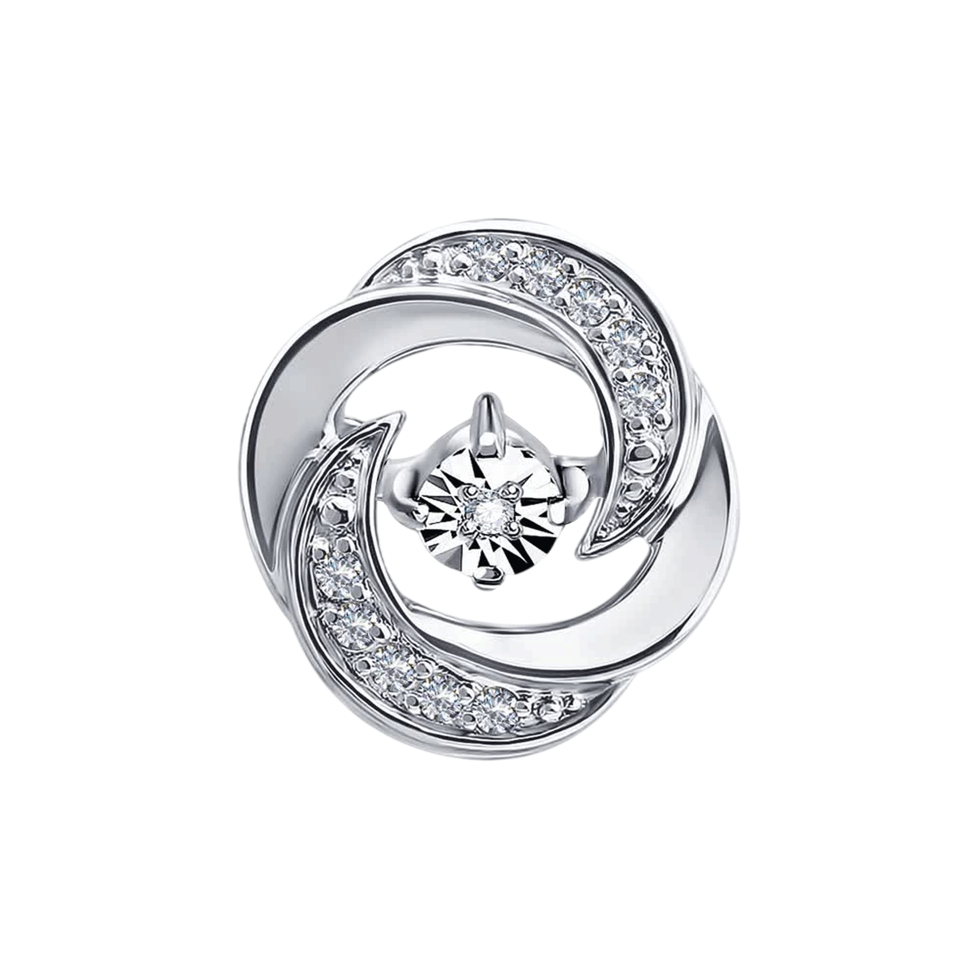 Подвеска из белого золота Diamant с танцующим бриллиантом 52-230-01407-1 фото