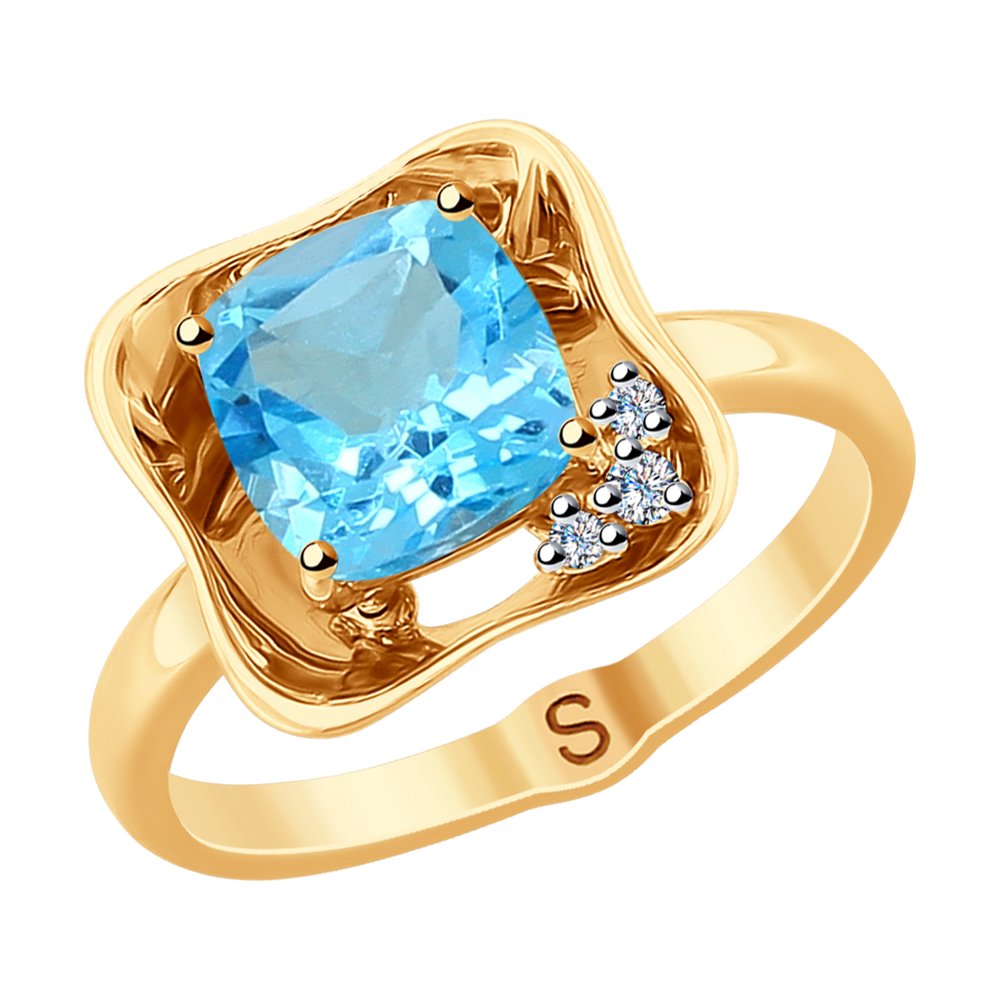 SOKOLOV Diamonds кольцо из золота с бриллиантом и топазом