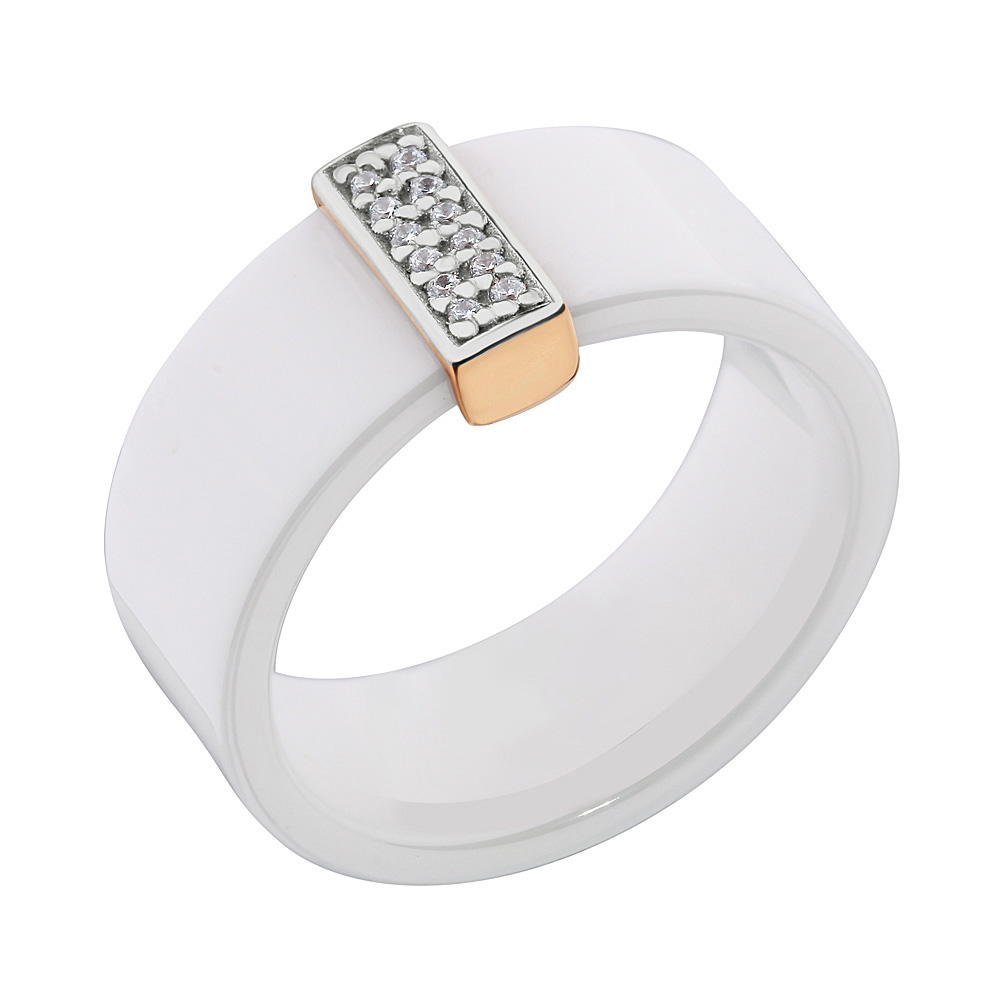Кольцо с белой керамикой