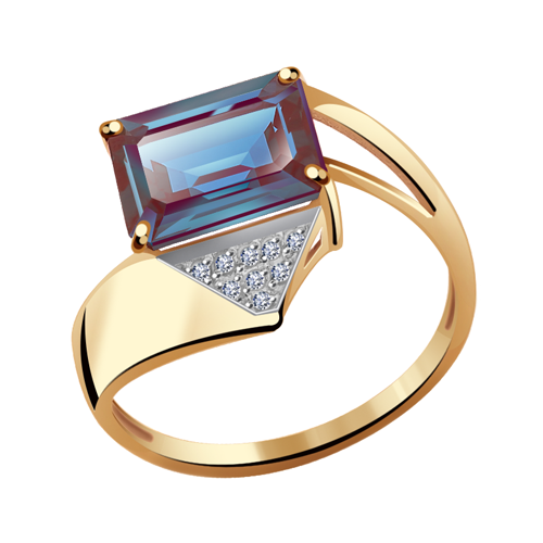 Золотое кольцо Александра с бриллиантом и александритом: Золото 585° пробы 136493 — купить в ювелирном интернет-магазине Novikov24