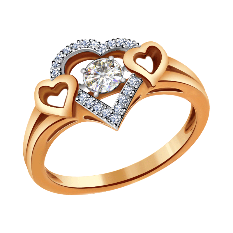 Золотое кольцо ЮК Бриант с танцующим бриллиантом