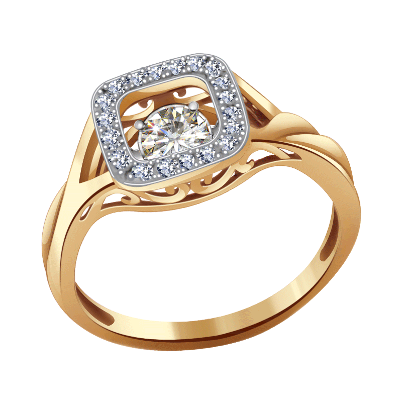 Золотое кольцо Адамас с бриллиантами. Кольцо с танцующим бриллиантом Адамас. Магазин алмаз золото