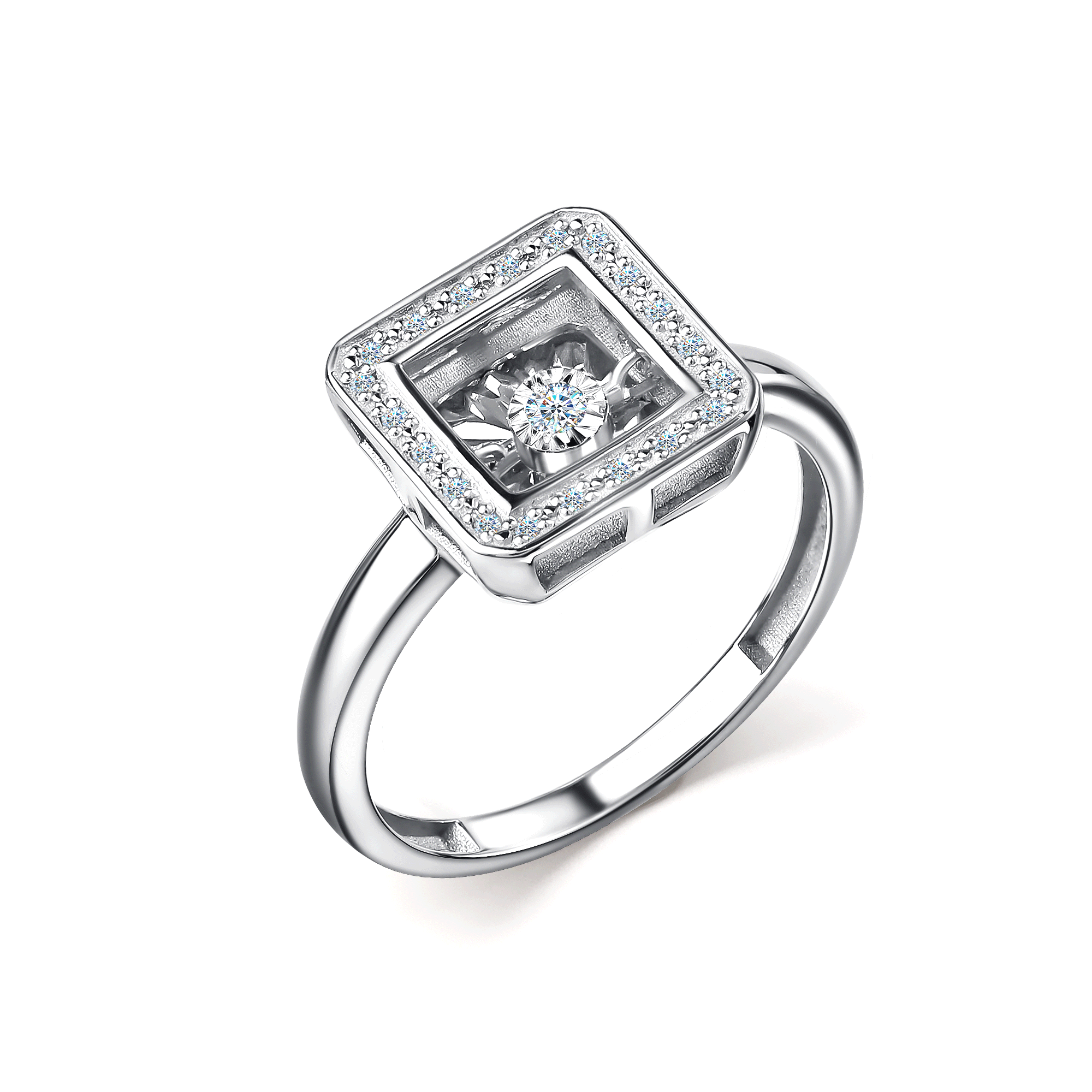 Серебряное кольцо GRIGORIEV с танцующим фианитом Г01-10-5890-41-00 фото