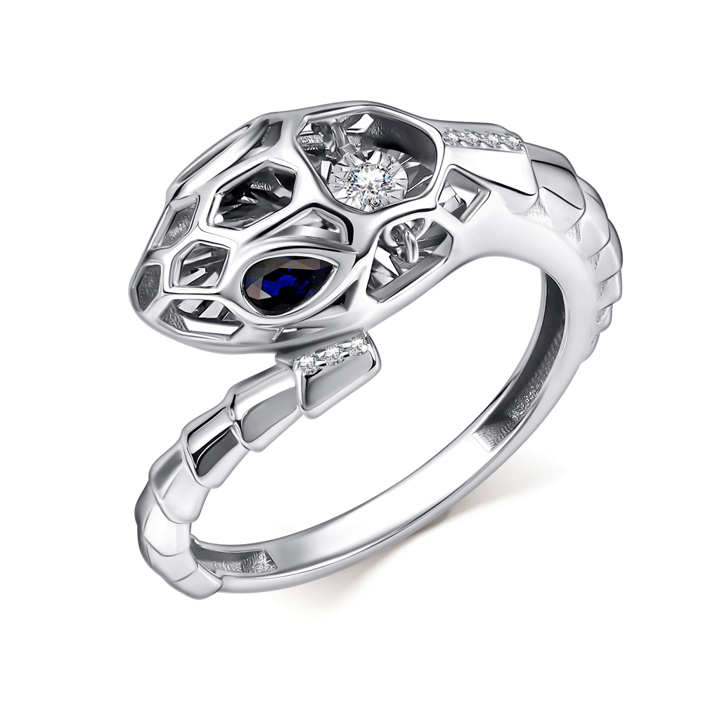 Кольцо Символ года Змея GRIGORIEV с сапфиром и танцующим бриллиантом Г01-12-5941-31-02 фото
