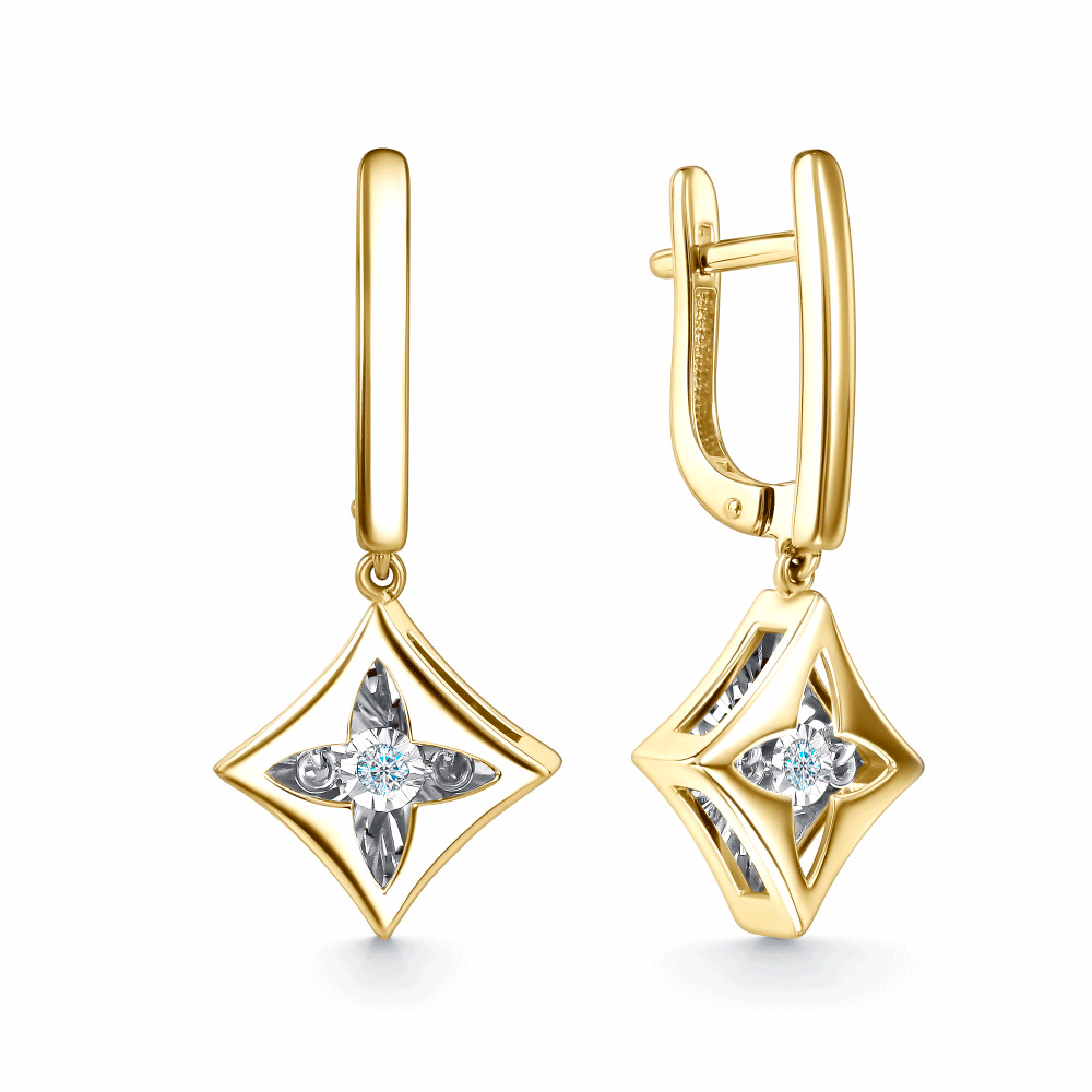 Серьги из лимонного золота GRIGORIEV с танцующим бриллиантом Г02-13-5958-11-00-1 фото