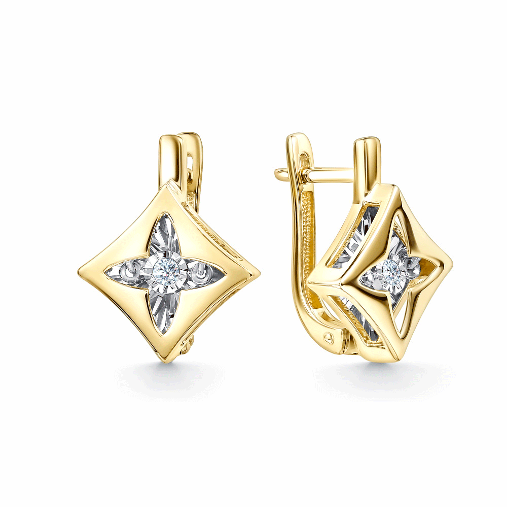 Серьги из лимонного золота GRIGORIEV с танцующим бриллиантом Г02-13-5958-11-00 фото