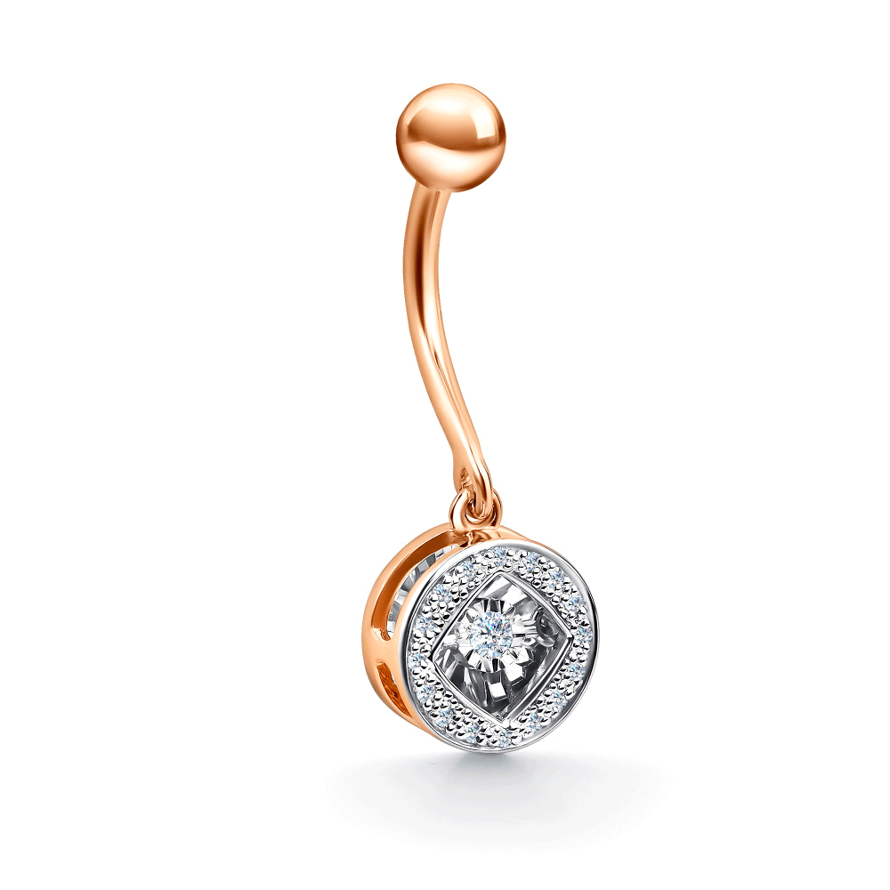 Золотой пирсинг в пупок GRIGORIEV с танцующим бриллиантом Г11-11-5924-31-00 фото