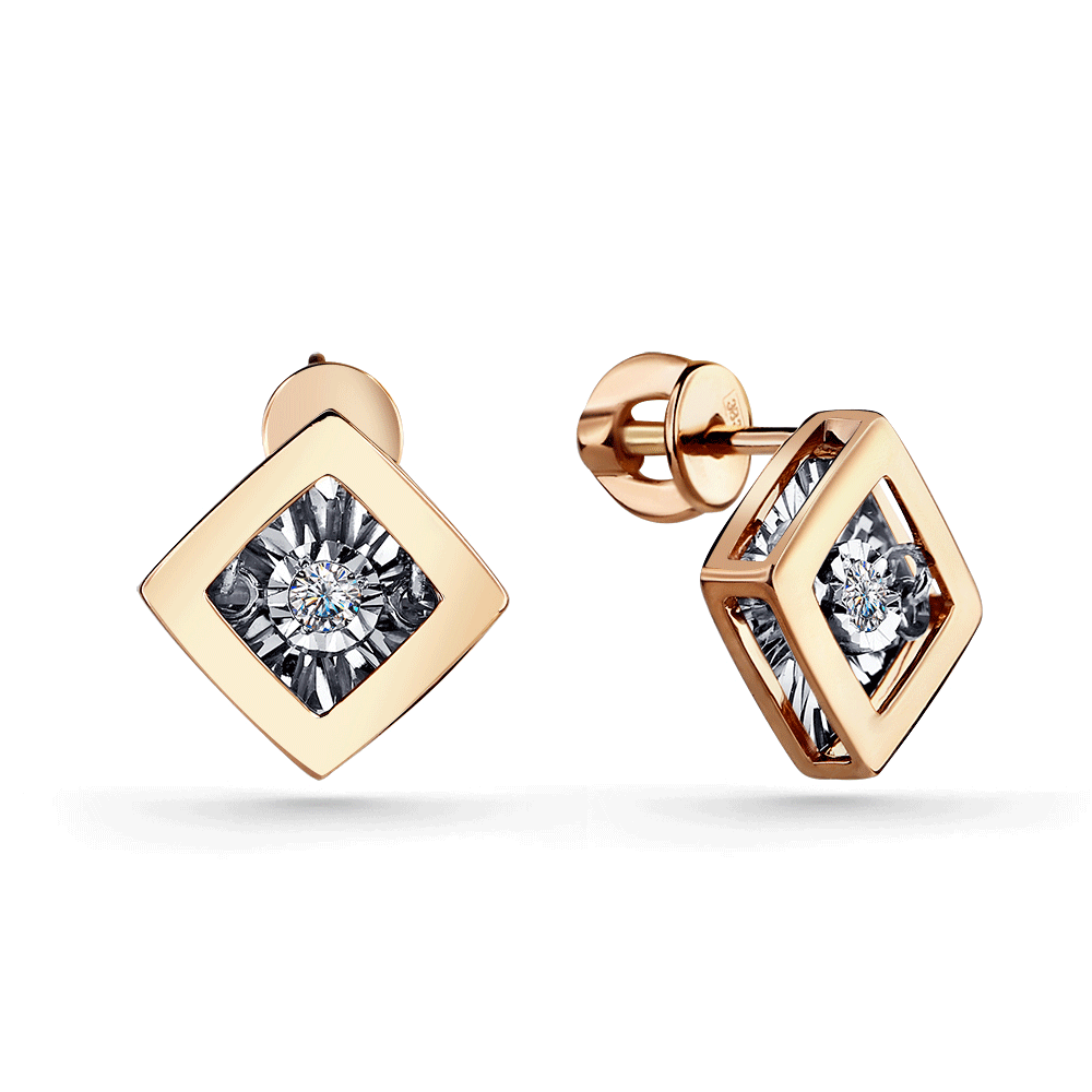 Золотые серьги GRIGORIEV с танцующим бриллиантом Г12-11-5737-11-00 фото