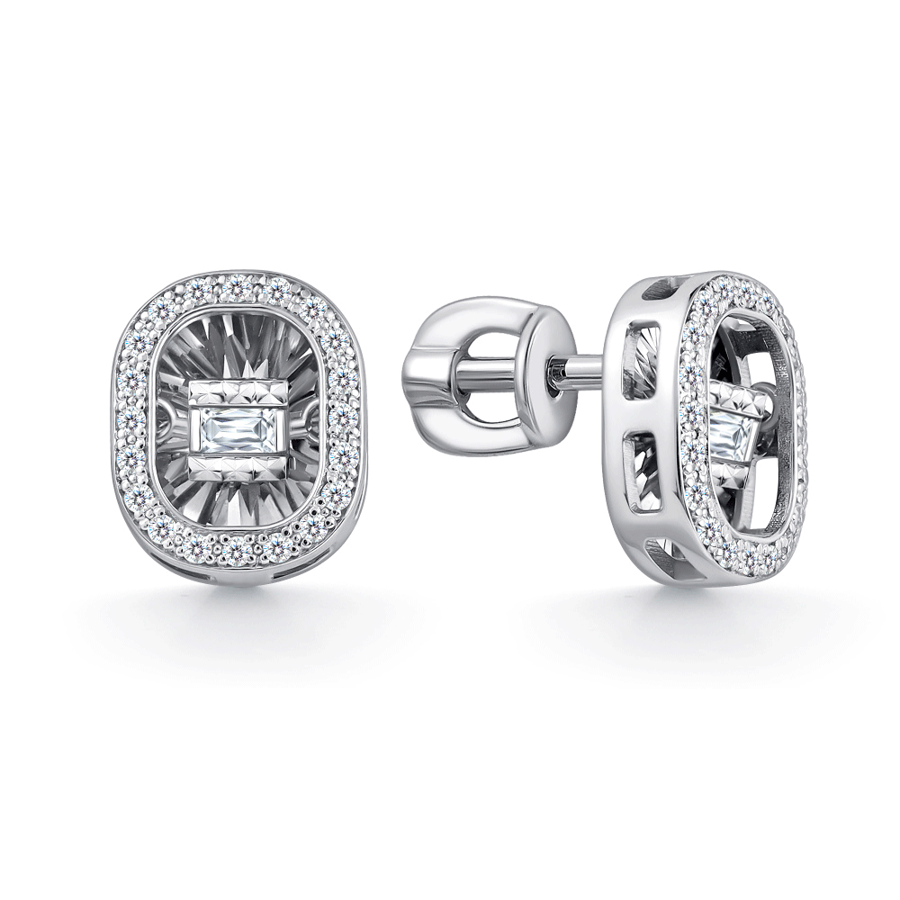 Серьги из белого золота GRIGORIEV с танцующим бриллиантом Г12-12-51047-11-00 фото