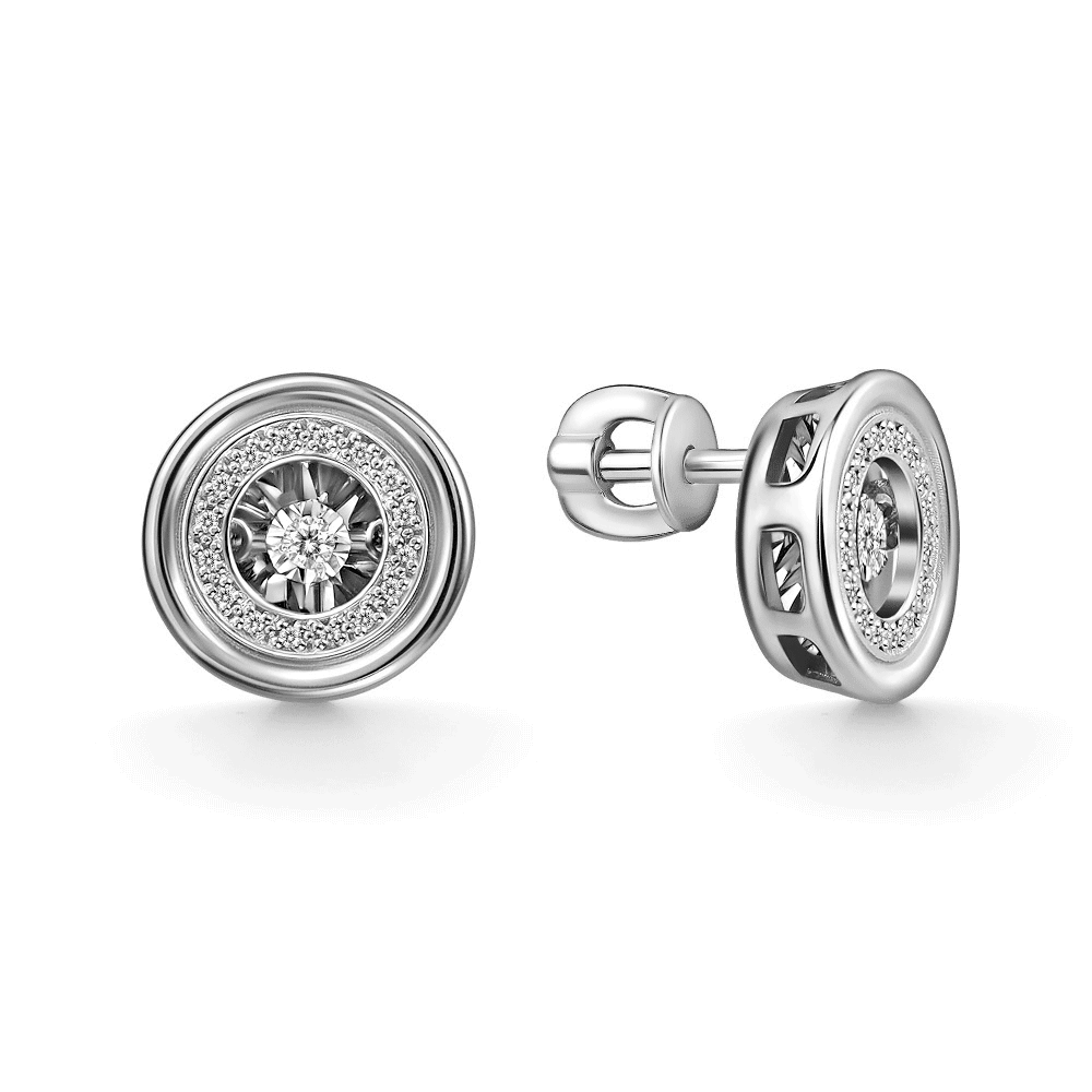 Серьги из белого золота GRIGORIEV с танцующим бриллиантом Г12-12-51064-31-00 фото