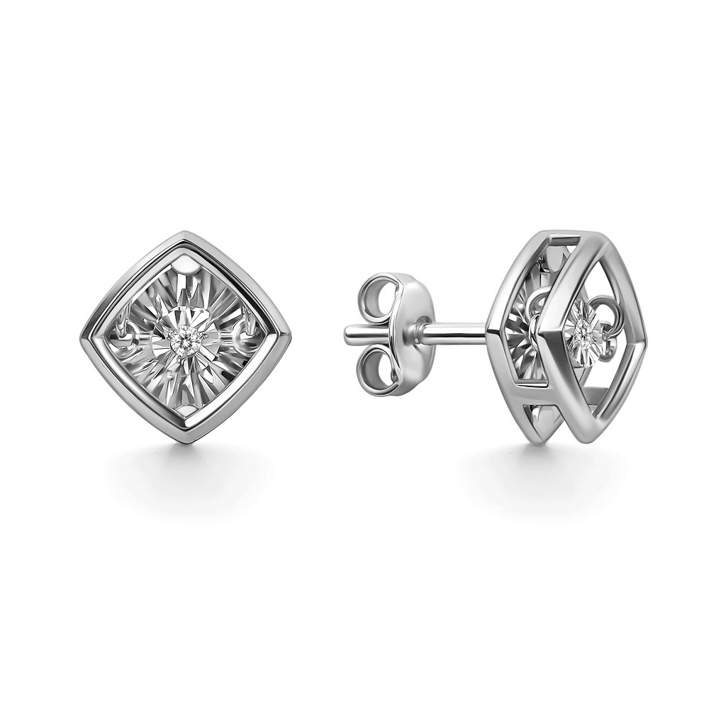 Серьги из белого золота GRIGORIEV с танцующим бриллиантом Г12-12-51200-11-00 фото